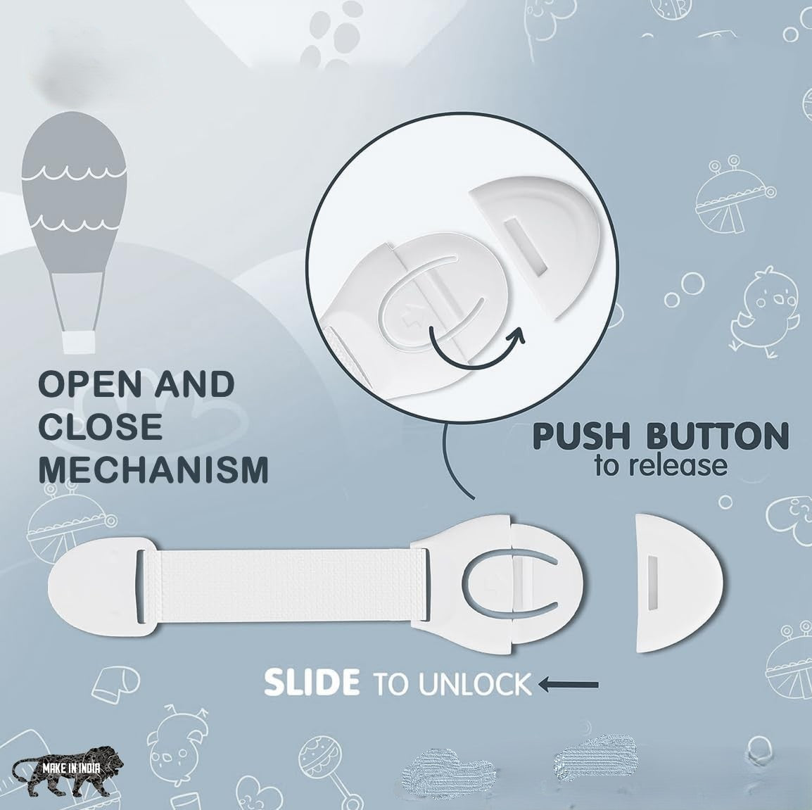 Giggli™ 3M Adhesive Baby Safety Lock – No Drill, No Mess, Just Total Protection