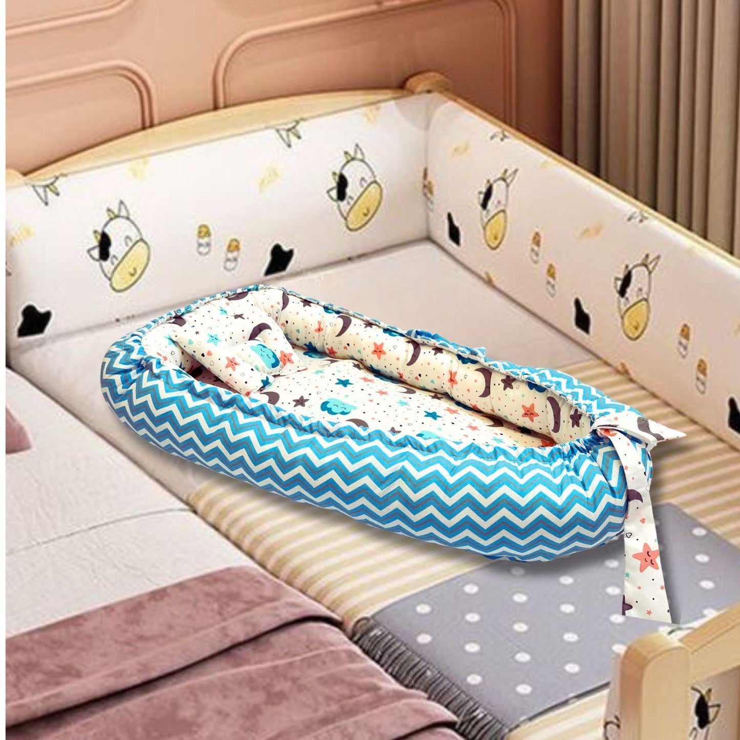 Giggli™ Premium Baby Nest Bed – 100% Cotton, Washable & Anti-Pressure Co-Sleeping Pod