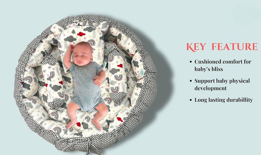 Giggli™ Baby Nest Bed – Ultra Soft Cotton Lounger for Newborn Comfort & Safety
