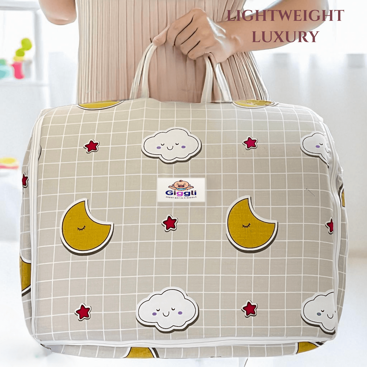 Giggli™ Premium Beige 5-in-1 Foldable Baby Bed – Portable, Lightweight & Ultra-Soft Sleeping Nest