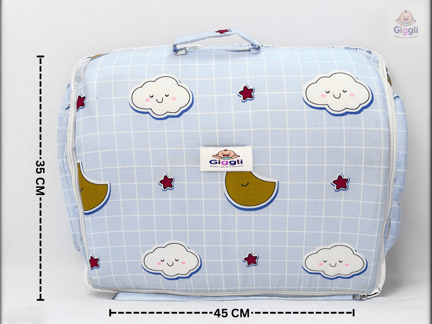 Giggli™ Premium Sky Blu 5-in-1 Foldable Baby Bed – Portable, Lightweight & Ultra-Soft Sleeping Nest