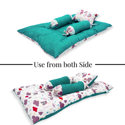 Giggli™ Reversible Baby Bedding Set with Mosquito Net – 6-in-1 Newborn Sleeping Kit (Cloud & Dot Print)