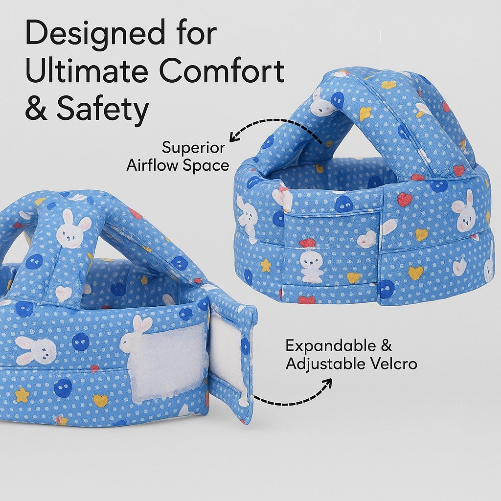 Premium Baby Head Protection Helmet (6 Months to 3 Years) – Memory Foam | Adjustable Fit | Lightweight | Bunny Design