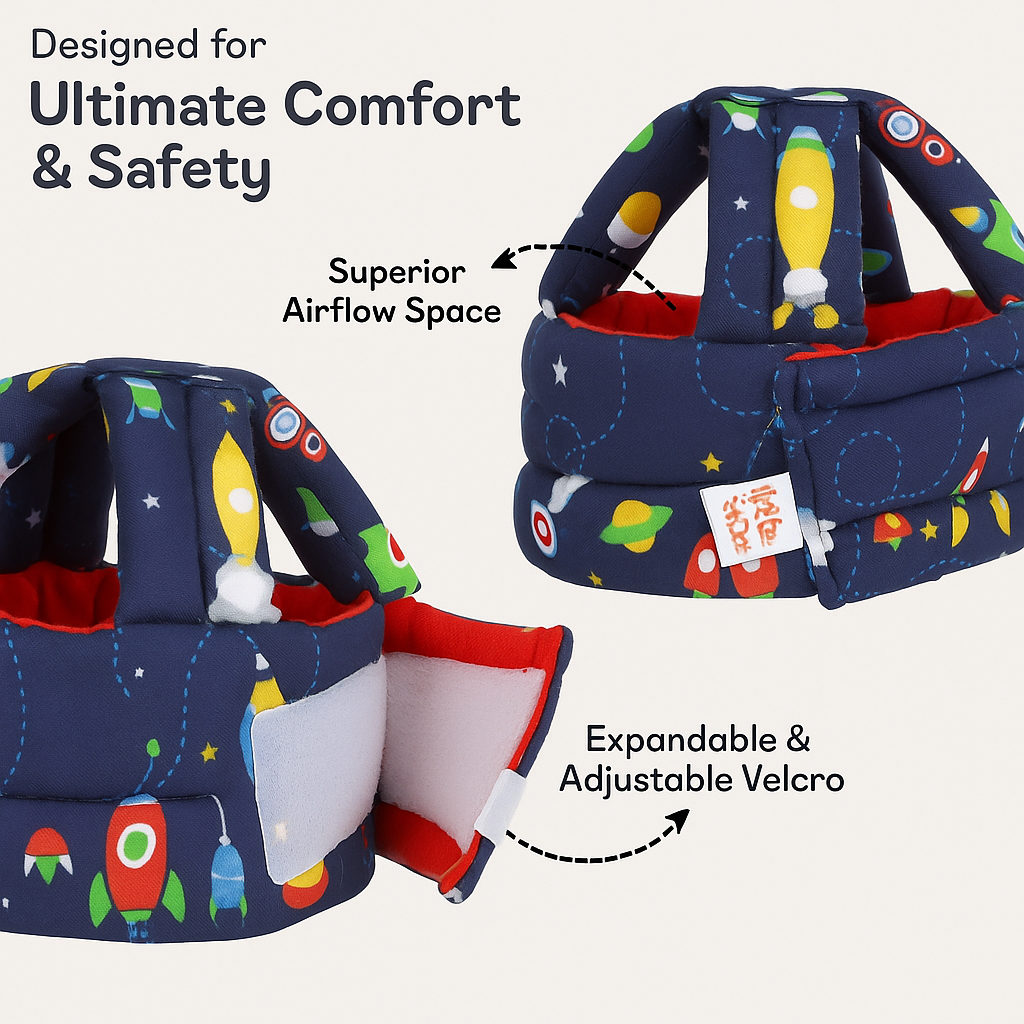 Giggli™ 360° Protective Baby Safety Helmet | Adjustable Head Guard with Ear Protection & Soft Cushion | Ultra-Light & Breathable for Infants & Toddlers (For 6 Months to 3 Years)