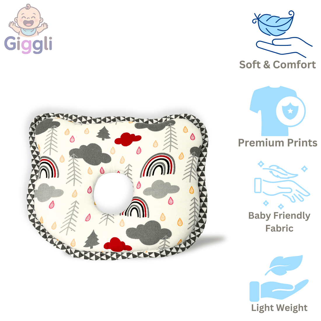 Giggli™ Baby Sleep Pillow - Ultra-Soft, Supportive & Adorably Designed for Peaceful Sleep