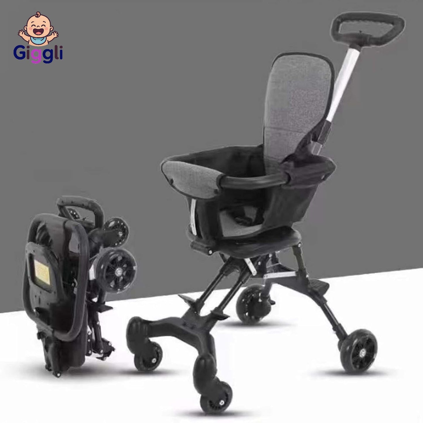 Giggli™ Ultra-Light Foldable Baby Stroller | One-Hand Quick Fold | 360° Wheels | Compact & Travel-Friendly