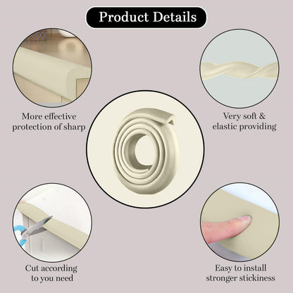 Giggli Baby Safety Foam Edge Guard – Corner & Edge Protector (Pack of 3) | Childproof Cushion Strips with Strong Adhesive